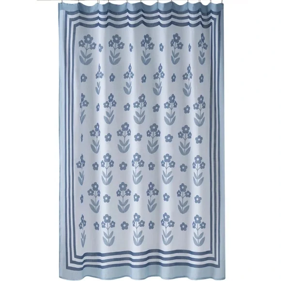 Caro Home 2pc Floral Print Shower Curtain & Bath Rug With Contrasting Border Set - Picture 2 of 10